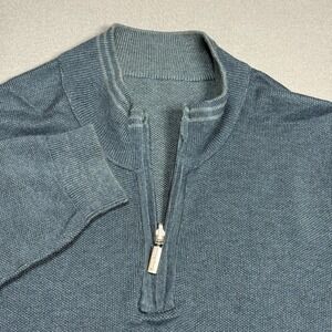 Tommy Bahama 1/4 Zip Pullover Sweater Mens Medium Sage Green Stretch Knit Relax